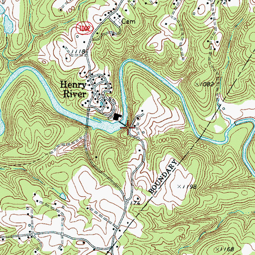 Topographic Map of Henry River Dam, NC