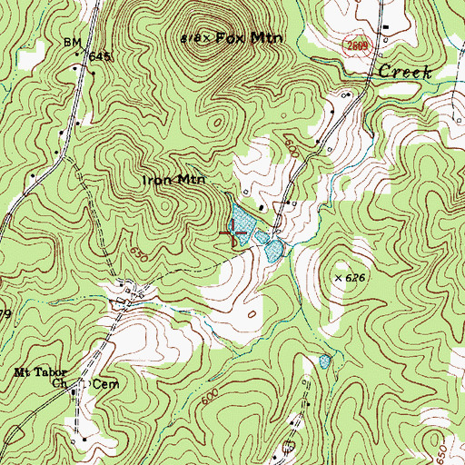 Topographic Map of Carter Lake Dam, NC