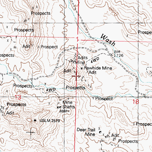 Topographic Map of Rawhide Mine, AZ
