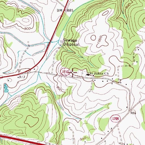 Topographic Map of Lake Hickory, NC