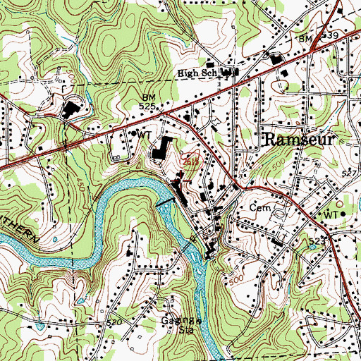 Topographic Map of Ramseur Lake, NC