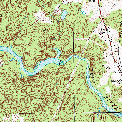 Topographic Map of Cox Lake Dam, NC
