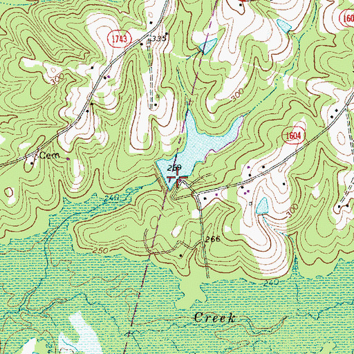 Topographic Map of Castlebury Lake Dam, NC