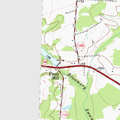 Topographic Map of Finchs Millpond Dam, NC