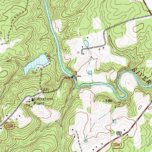 Topographic Map of Siler City Water Supply Lake Number Three Dam, NC