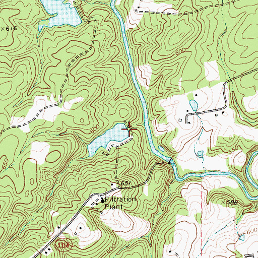 Topographic Map of Siler City Water Supply Lake Number Two Dam, NC