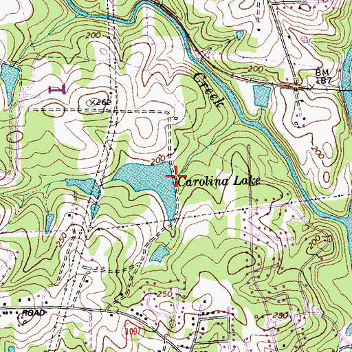 Topographic Map of Carolina Lake Dam, NC