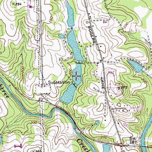Topographic Map of Turfgrass Lake Number Two, NC