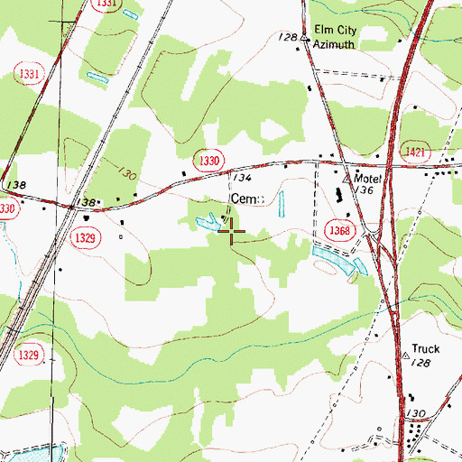 Topographic Map of Putneys Lake, NC