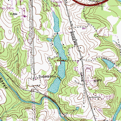 Topographic Map of Turfgrass Lake Number Three, NC