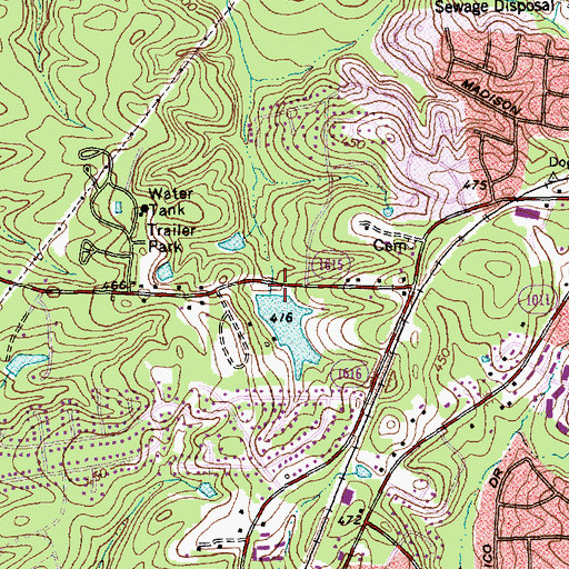 Topographic Map of Holiday Acres Lake Dam, NC
