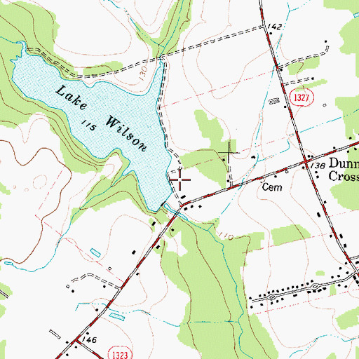 Topographic Map of Lake Wilson Dam, NC