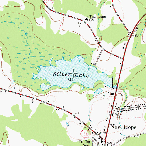 Topographic Map of Silver Lake, NC