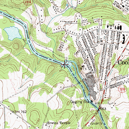Topographic Map of Cooleemee Dam, NC