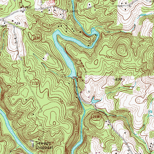 Topographic Map of Randleman City Lake Dam, NC