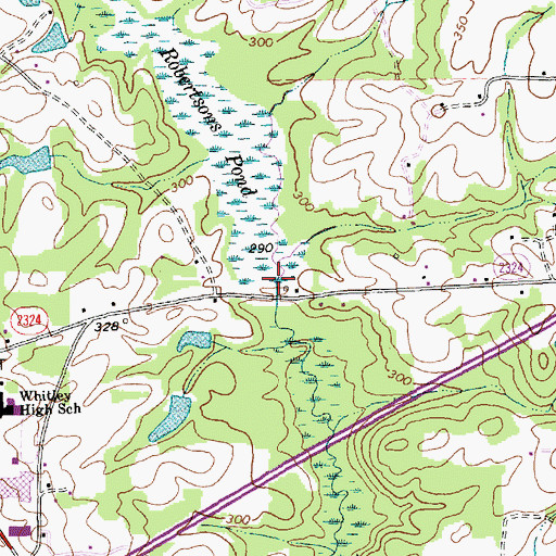 Topographic Map of Robertsons Pond Dam, NC