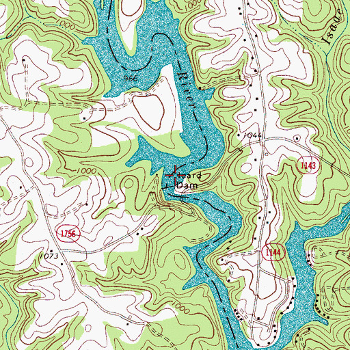Topographic Map of Shuford Pond, NC