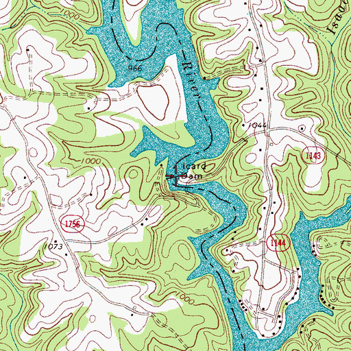 Topographic Map of Little River Dam, NC