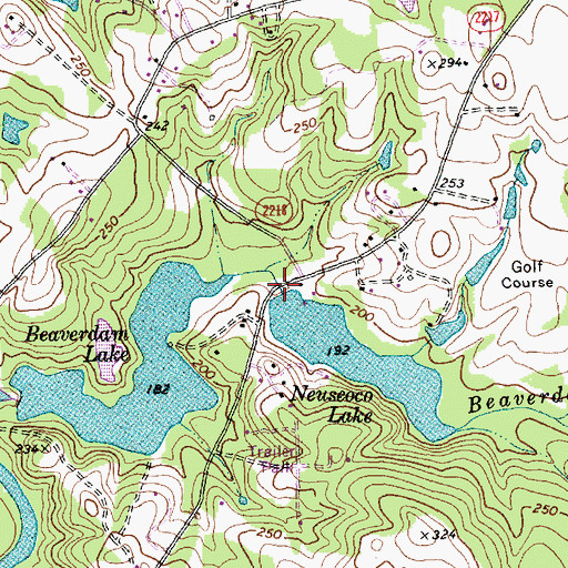 Topographic Map of Neuseoca Lake Dam, NC
