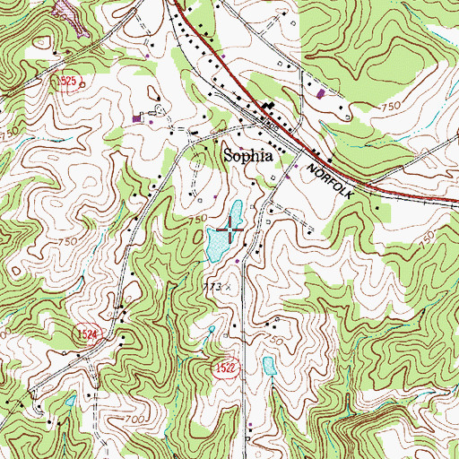 Topographic Map of Oakwinds Lake, NC