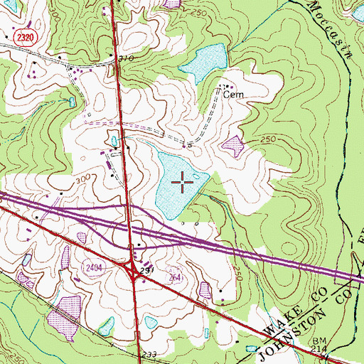 Topographic Map of Privette Lake Number One, NC