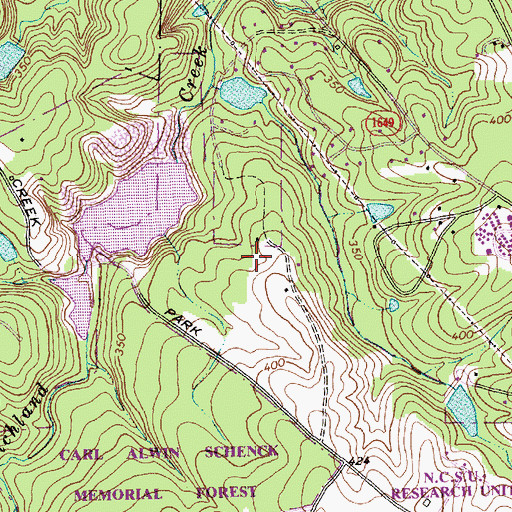 Topographic Map of Dam Number Eleven A Crabtree Creek Watershed, NC
