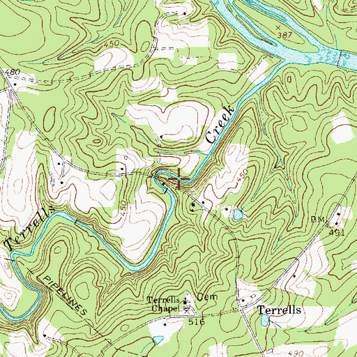 Topographic Map of Baldwin Millpond Dam, NC