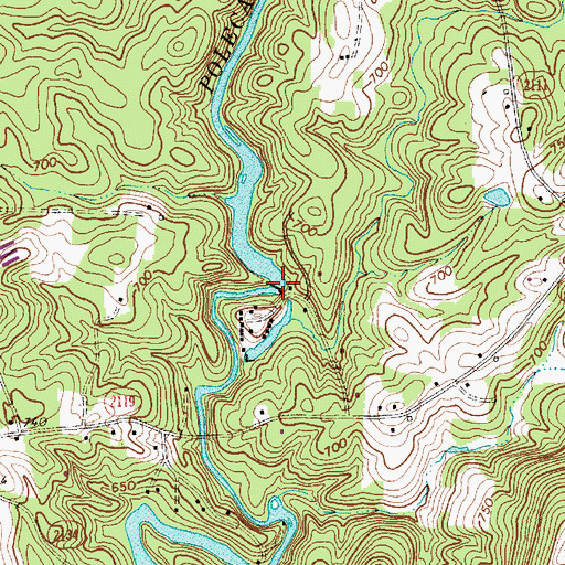 Topographic Map of Camp Nawaka Lake Dam Number One, NC