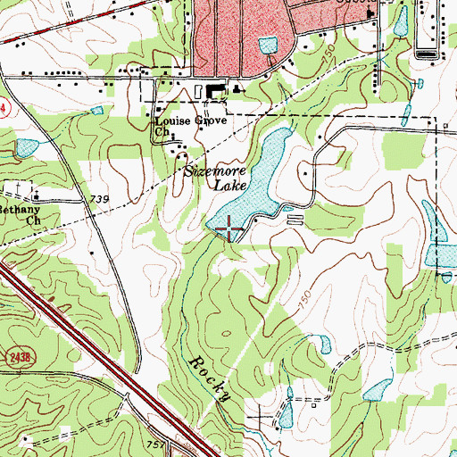Topographic Map of Sizemore Lake Dam, NC