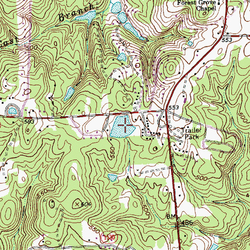 Topographic Map of Cedar Village Lake, NC