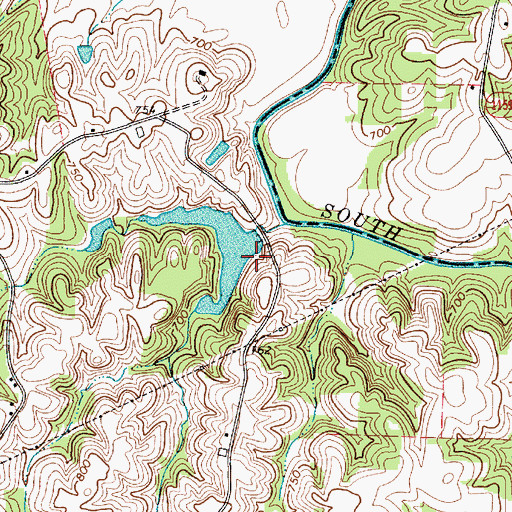 Topographic Map of Scotch-Irish Plantation Lake Dam, NC