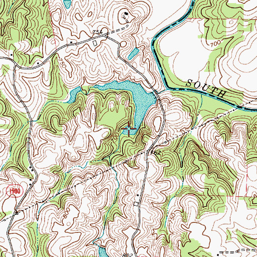 Topographic Map of Scotch-Irish Plantation Lake, NC