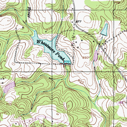 Topographic Map of Wheatmore Farm Lake Dam, NC