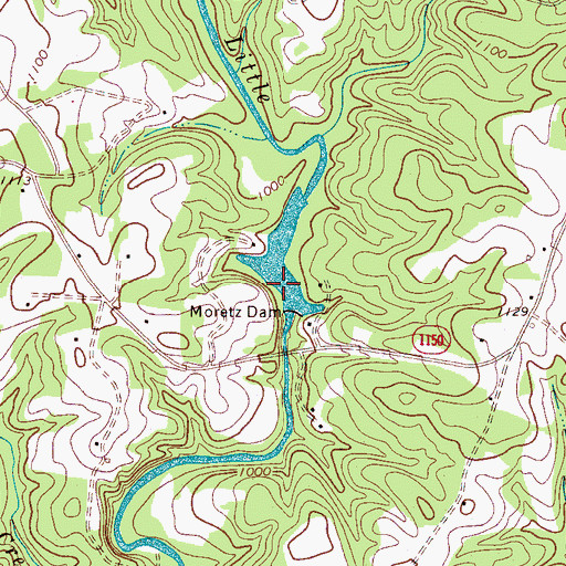 Topographic Map of Moretz Lake, NC