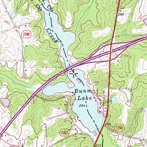 Topographic Map of Bunn Lake, NC