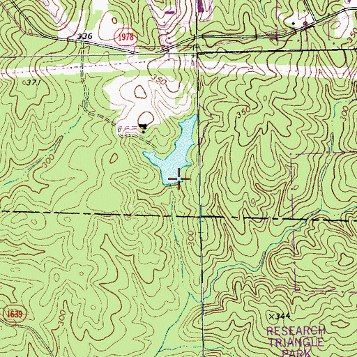 Topographic Map of Durham Wildlife Club Lake Dam, NC