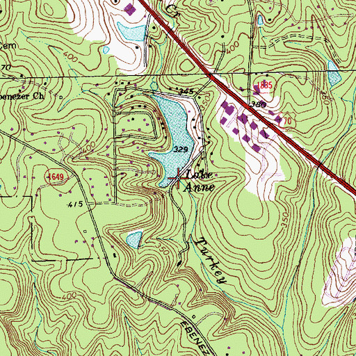 Topographic Map of Lake Anne Dam, NC