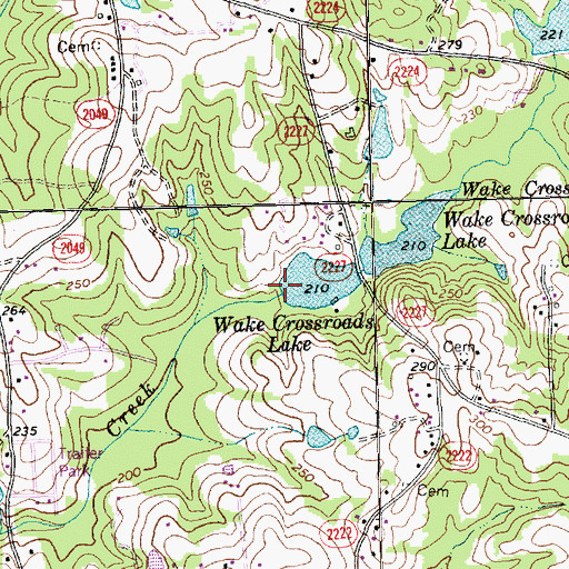 Topographic Map of Wake Crossroads Lake Dam, NC