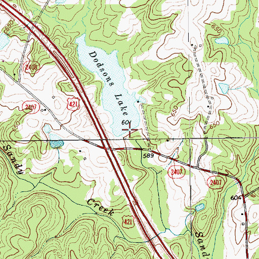 Topographic Map of Dodson Lake Dam, NC