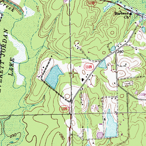 Topographic Map of Few Lake Dam, NC