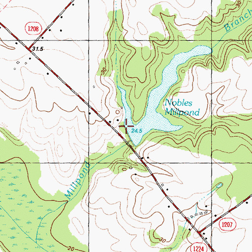 Topographic Map of Nobles Mill Pond Dam, NC