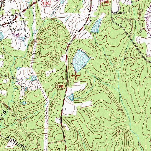 Topographic Map of Roycroft Lake Dam, NC