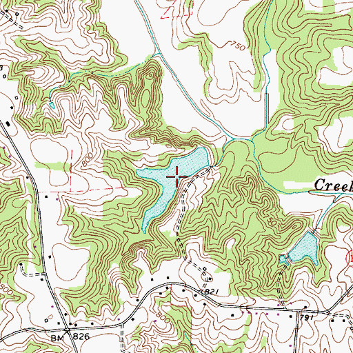 Topographic Map of Mocksville Lake, NC