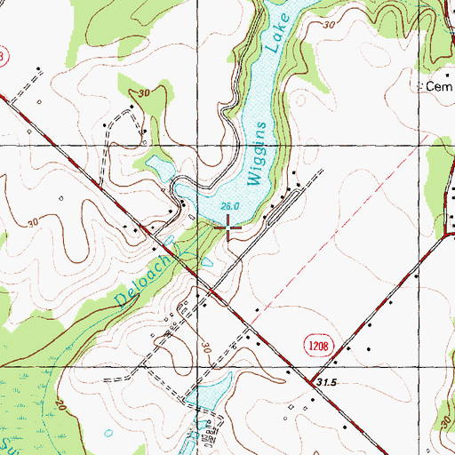 Topographic Map of Wiggins Lake Dam, NC