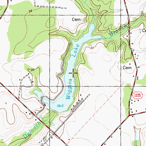 Topographic Map of Wiggins Lake, NC