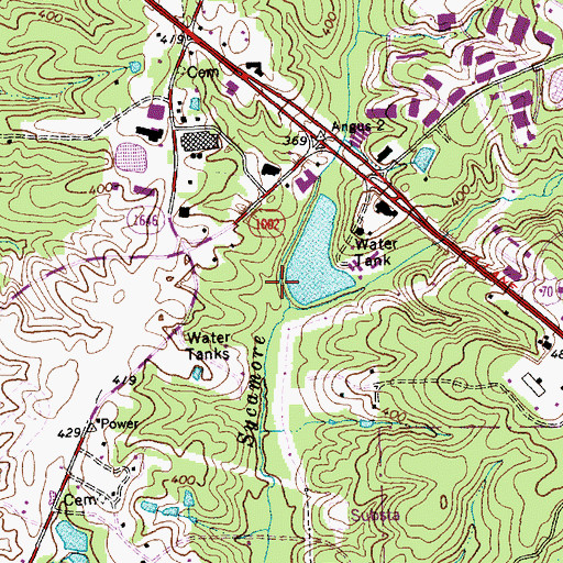 Topographic Map of Angus Barn Pond Dam, NC