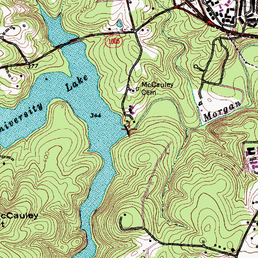 Topographic Map of University Lake Dam, NC