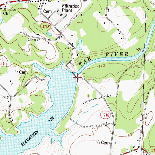 Topographic Map of Tar River Dam, NC