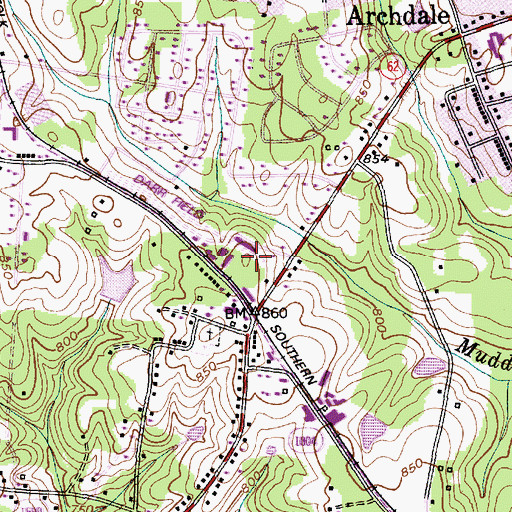 Topographic Map of Thompson Lake Dam, NC