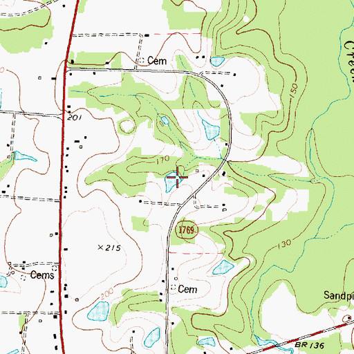 Topographic Map of Bones Pond, NC